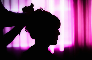 Image showing Silhouette Of A Woman At The Hairdresser