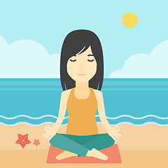 Image showing Woman meditating in lotus pose.