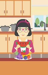 Image showing Woman eating watermelon vector illustration.