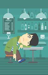 Image showing Man sleeping in bar.