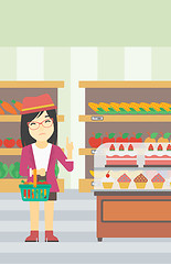 Image showing Woman refusing junk food vector illustration.
