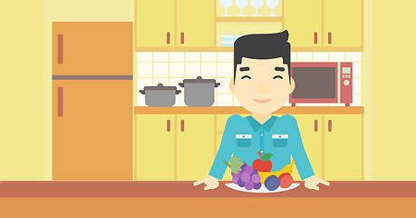Image showing Man with fresh fruits vector illustration.