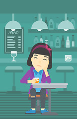 Image showing Woman drinking at the bar vector illustration.