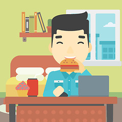 Image showing Man eating hamburger vector illustration.