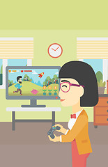 Image showing Woman playing video game.