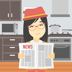 Image showing Woman reading newspaper vector illustration.