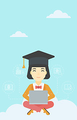 Image showing Graduate sitting on cloud vector illustration.