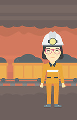 Image showing Confident miner in hardhat vector illustration.