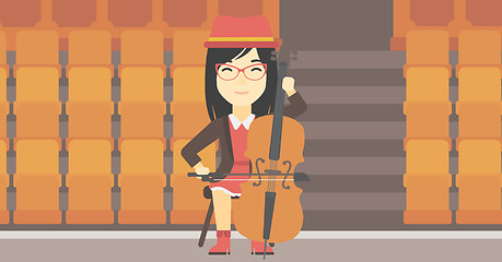 Image showing Woman playing cello vector illustration.