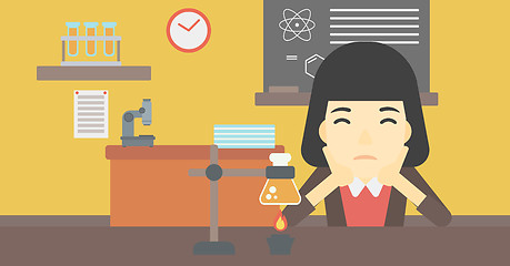 Image showing Female student working at laboratory class.