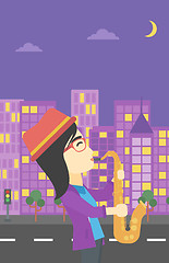 Image showing Woman playing saxophone vector illustration.