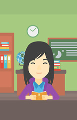 Image showing Student reading book vector illustration.