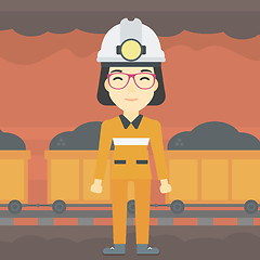 Image showing Confident miner in hardhat vector illustration.