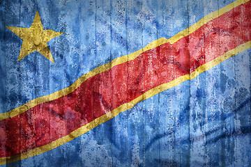 Image showing Grunge style of Congo flag on a brick wall