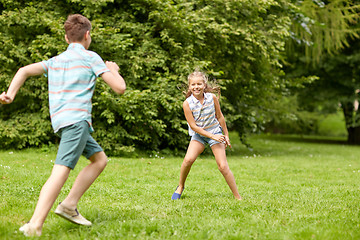 Image showing happy kids running and playing game outdoors