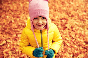 Image showing happy little girl in autumn park