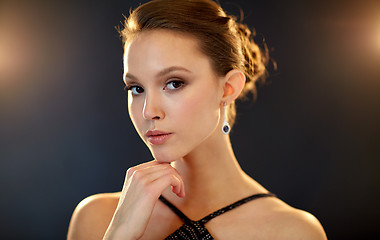 Image showing beautiful young asian woman with diamond earring