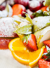 Image showing close up of dish with sugared fruit dessert