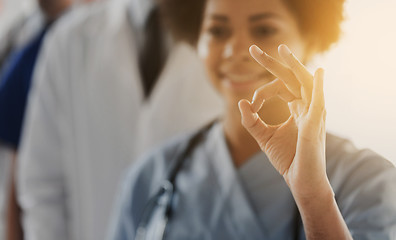 Image showing close up of doctor or nurse showing ok sign