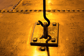 Image showing close up of vintage metal hook and loop