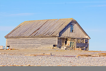 Image showing Abandoned old hunting house in tundra of Novaya Zemlya archipelago