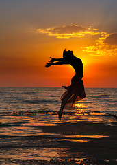 Image showing girl at sunset