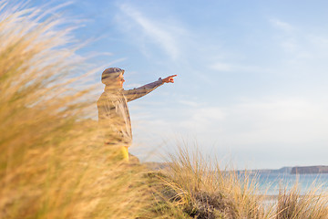 Image showing Free active man enjoying beauty of nature.