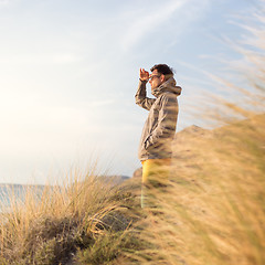 Image showing Free active man enjoying beauty of nature.