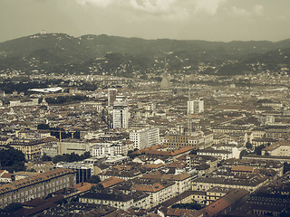 Image showing Aerial view of Turin vintage desaturated