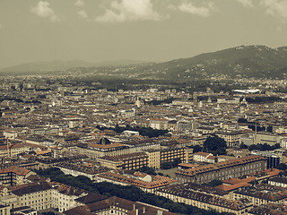 Image showing Aerial view of Turin vintage desaturated