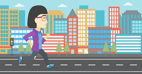 Image showing Sportive woman jogging vector illustration.