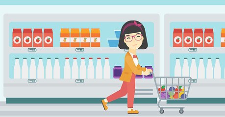 Image showing Customer with trolley vector illustration.