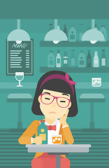 Image showing Woman drinking at the bar vector illustration.