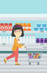 Image showing Customer with trolley vector illustration.