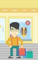 Image showing Happy man with shopping bags vector illustration.