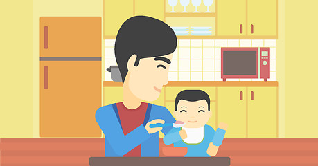 Image showing Father feeding baby.