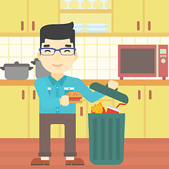 Image showing Man throwing junk food vector illustration.