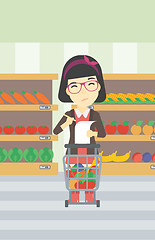 Image showing Woman with shopping list vector illustration.