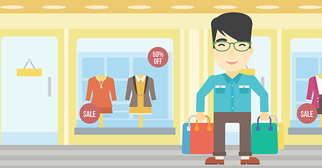 Image showing Happy man with shopping bags vector illustration.