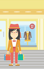 Image showing Happy woman with bags vector illustration.