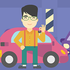 Image showing Man holding keys to his new car.