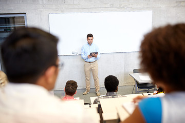 Image showing students and teacher with tablet pc at lecture