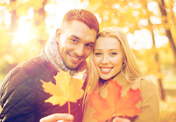 Image showing romantic couple in the autumn park