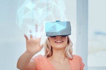 Image showing woman in virtual reality headset or 3d glasses