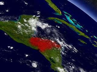 Image showing Honduras from space highlighted in red
