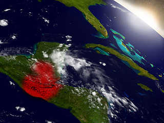 Image showing Guatemala from space highlighted in red