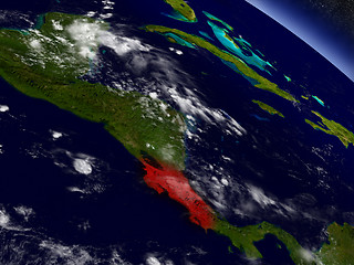 Image showing Costa Rica from space highlighted in red