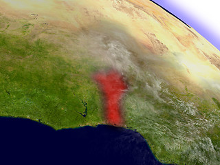 Image showing Benin from space highlighted in red