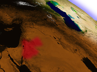 Image showing Jordan from space highlighted in red