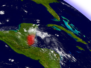 Image showing Belize from space highlighted in red